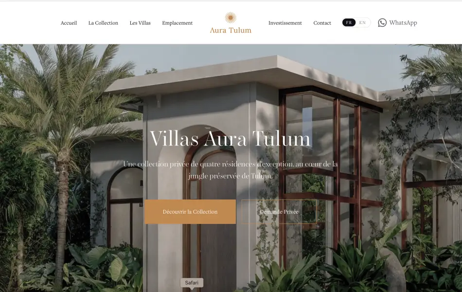 Capture du site Aura Tulum