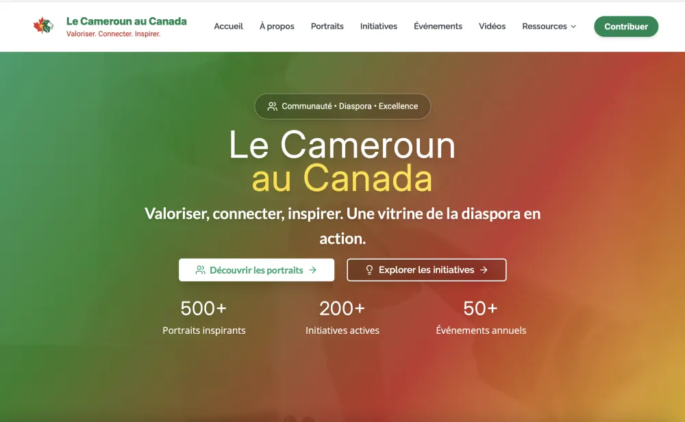 Capture du site Le Cameroun au Canada