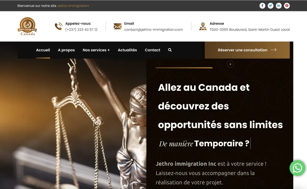Capture du site Jethro Immigration